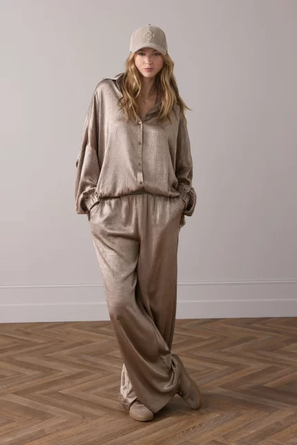 Summum wijde broek lurex band