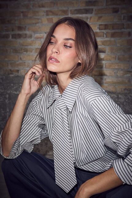 Haute L'Amitié Gemma tie stripe blouse