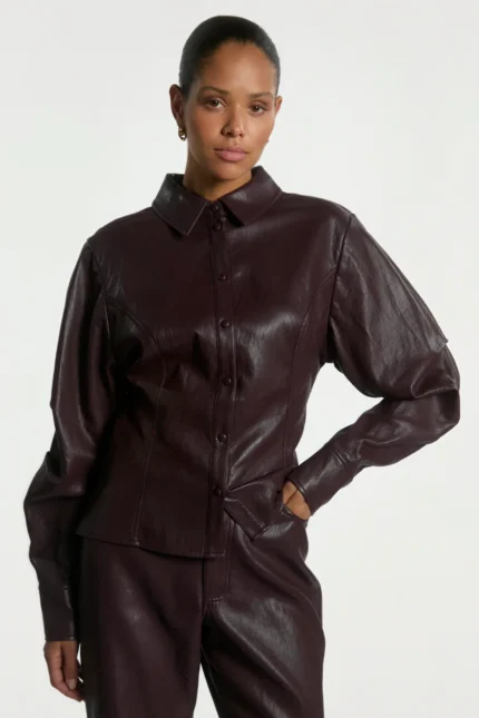 Aaiko Isabel vegan leather blouse